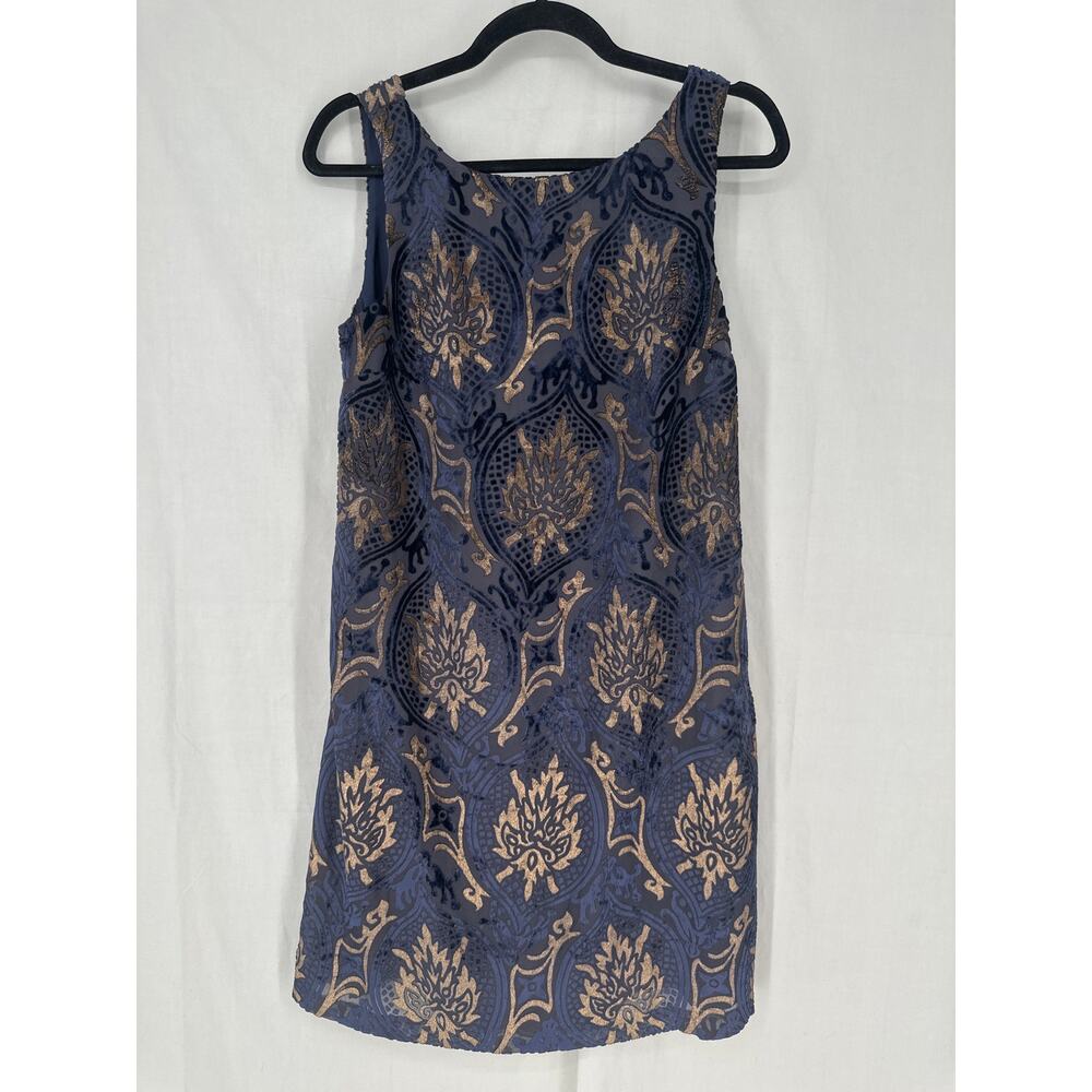 Loft Dress Womens Small Navy Blue Velvet Burnout Floral Mini Party Bohemian Boho - Picture 8 of 10